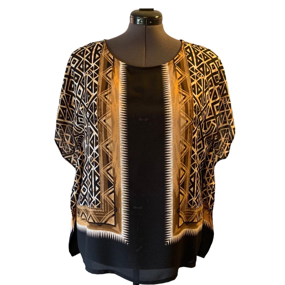 Sheer Blouse Tribal Patterned Size XL